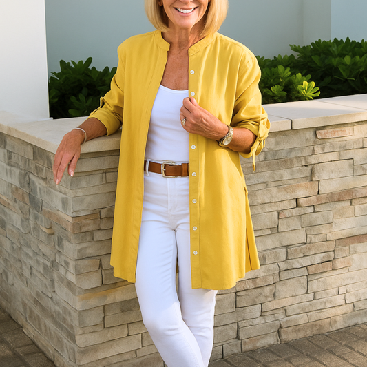 Louise™ | Bluză cămașă monocromă cu mâneci cu fundiță