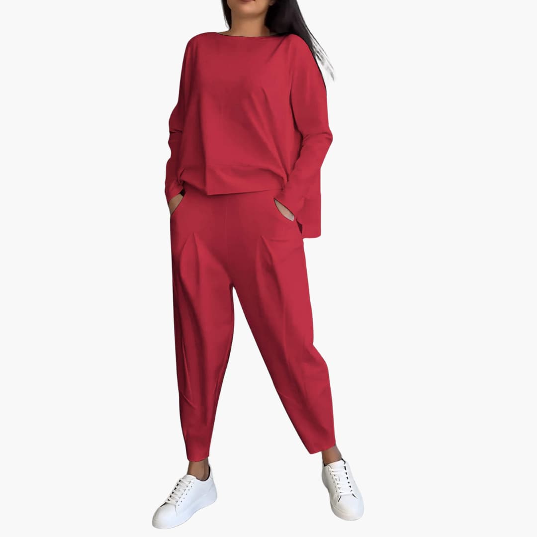 Diane – Set de două piese confortabil cu guler rotund