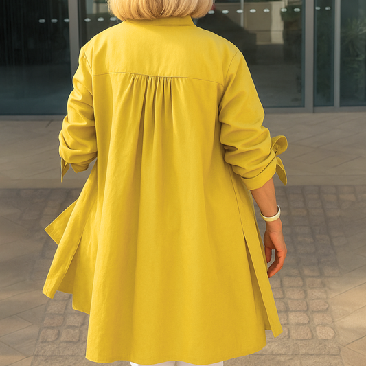 Louise™ | Bluză cămașă monocromă cu mâneci cu fundiță