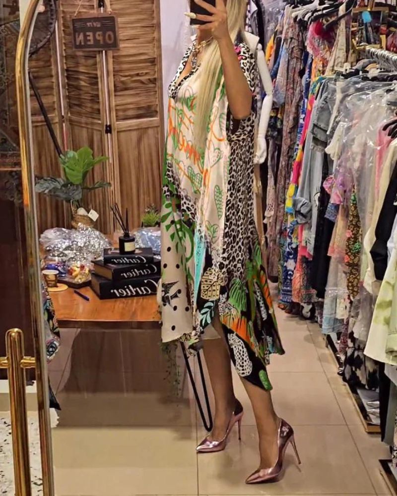 Saskia – Rochie casual cu imprimeu leopard colorat