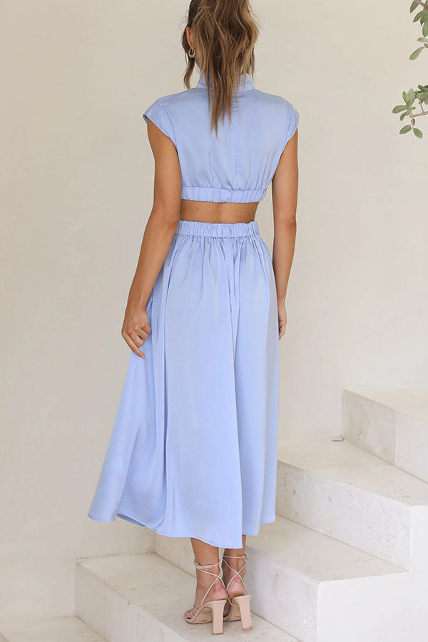Quincy – Rochie Midi cu Decupaj și Buzunare