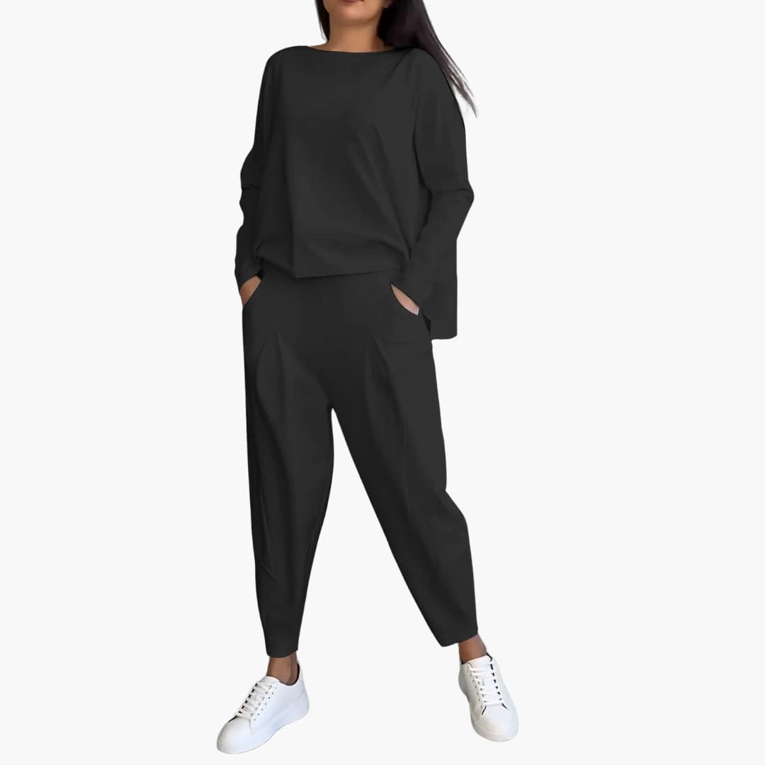 Diane – Set de două piese confortabil cu guler rotund