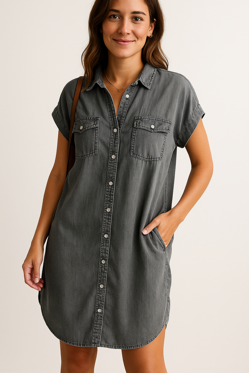Lise - Rochie cămașă din denim modern