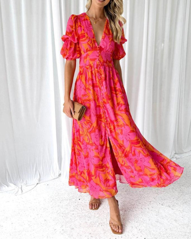 Derana – Rochie Lungă Roșie și Roz