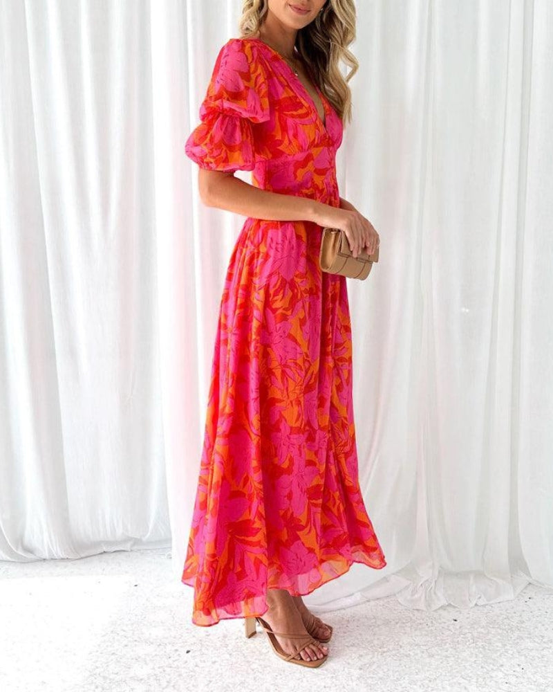 Derana – Rochie Lungă Roșie și Roz