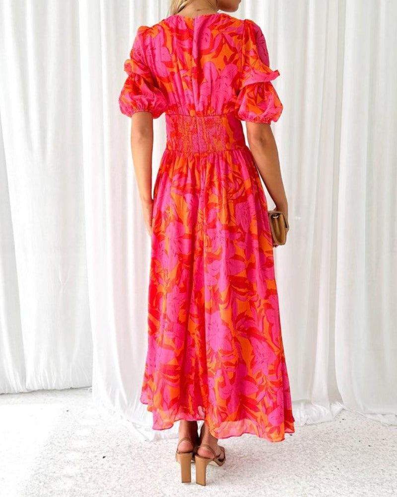 Derana – Rochie Lungă Roșie și Roz