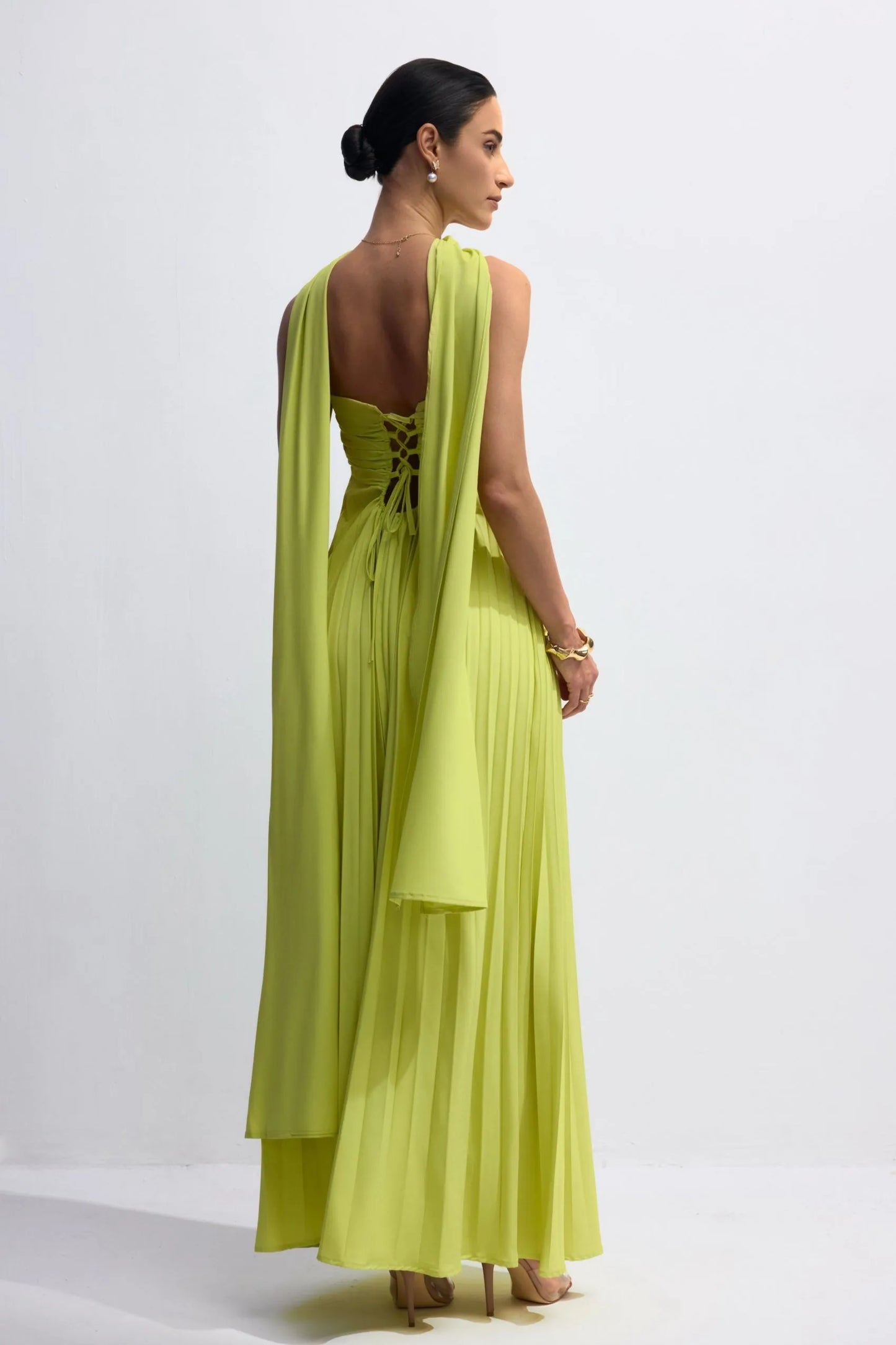 Isavelle – Rochie Lungă Plisată Fără Bretele