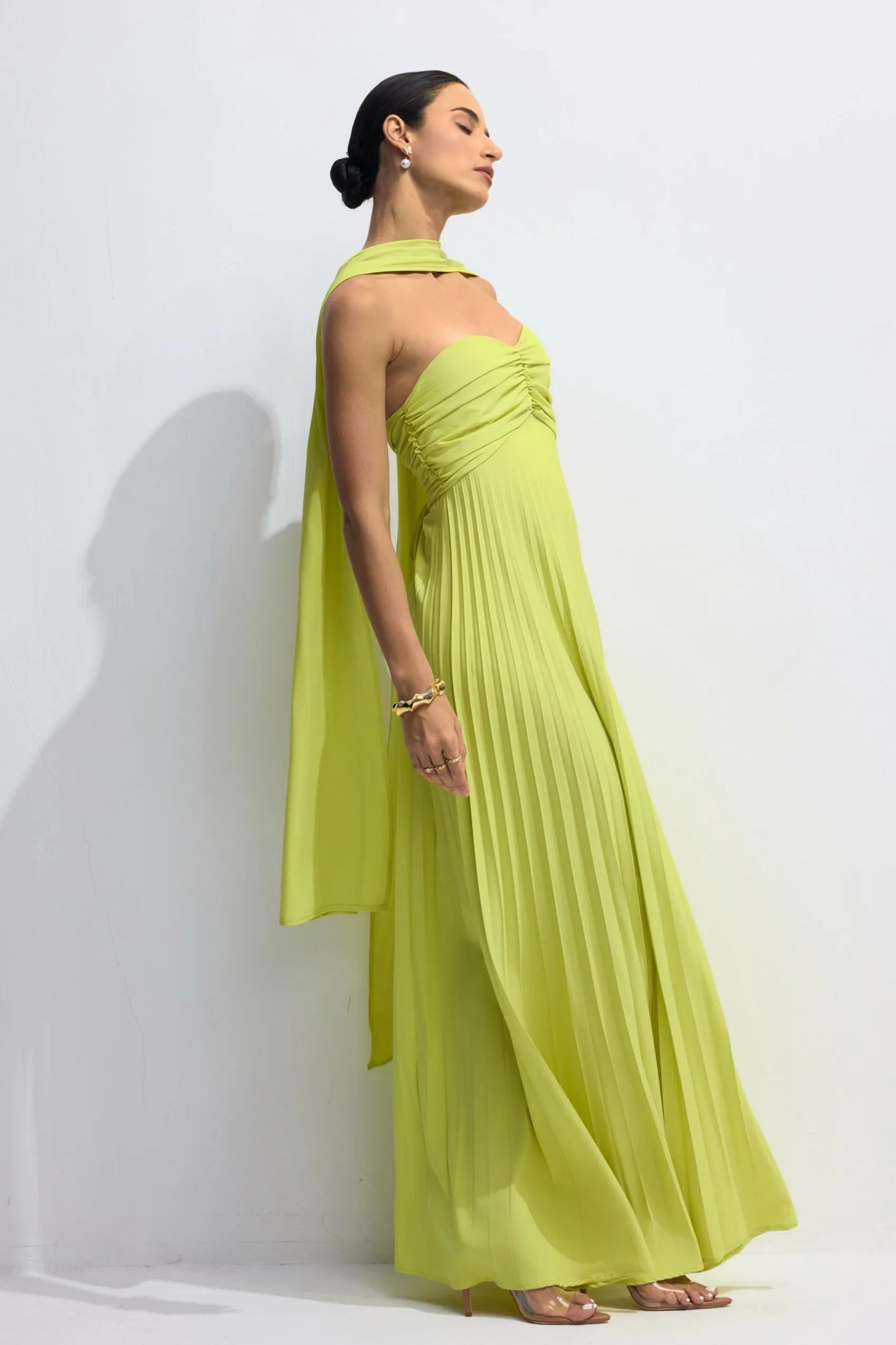 Isavelle – Rochie Lungă Plisată Fără Bretele