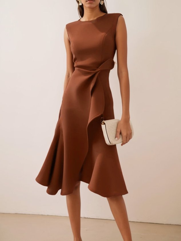 Sonia - Rochie midi asimetrică drapată