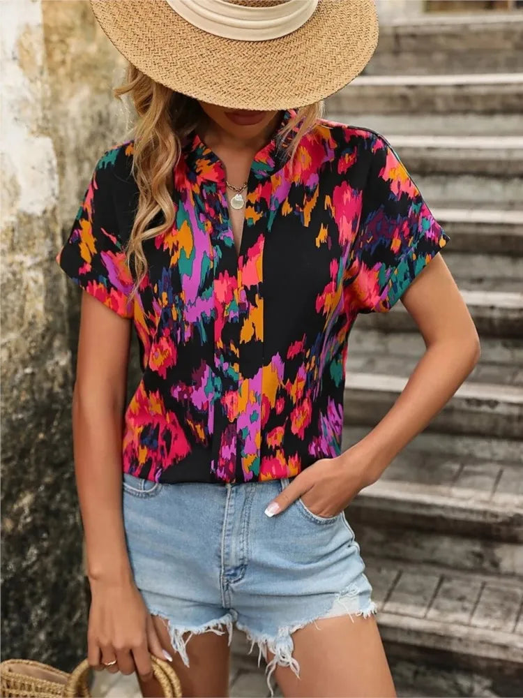 Loraine | Bluză colorată cu imprimeu jucăuș