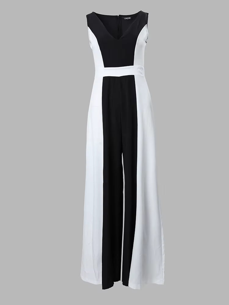 Vicky - Salopetă elegantă bicoloră fără mâneci