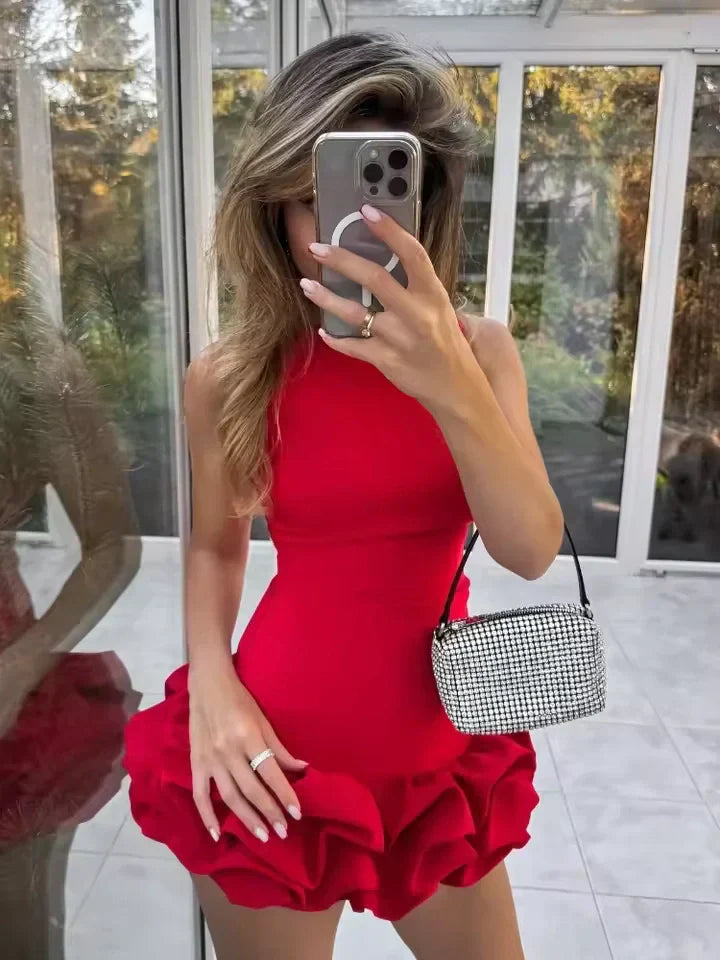 Fabiana - Rochie Scurtă Elegantă cu Volane