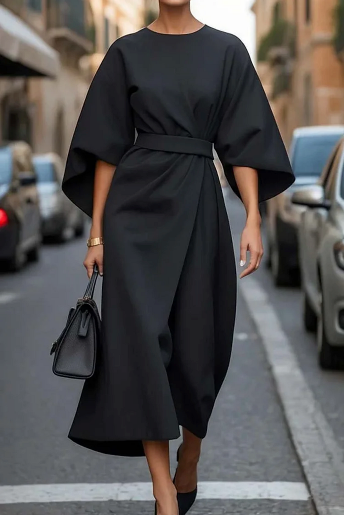 Luciana - Rochie Elegantă cu Mâneci Lanternă