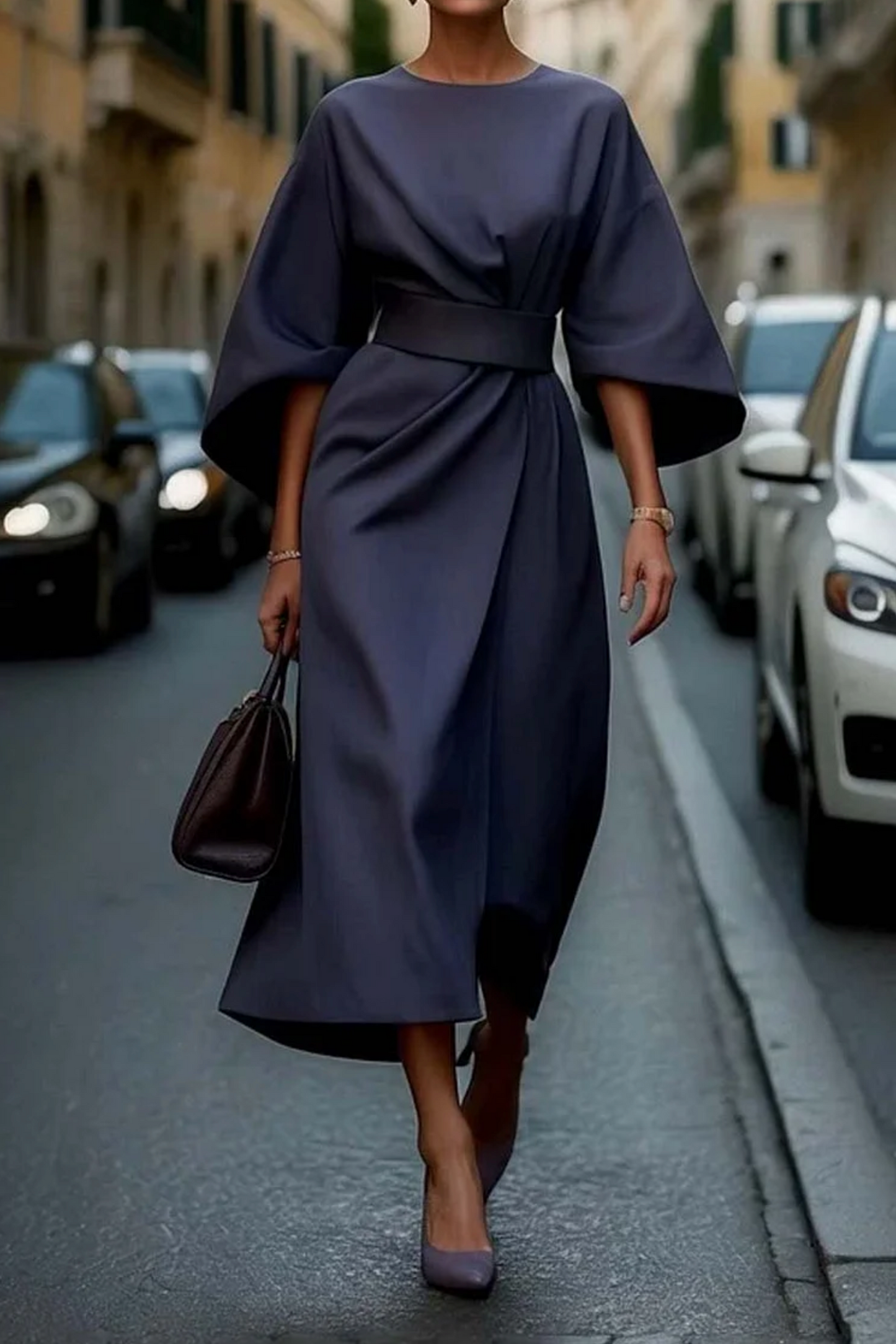 Luciana - Rochie Elegantă cu Mâneci Lanternă