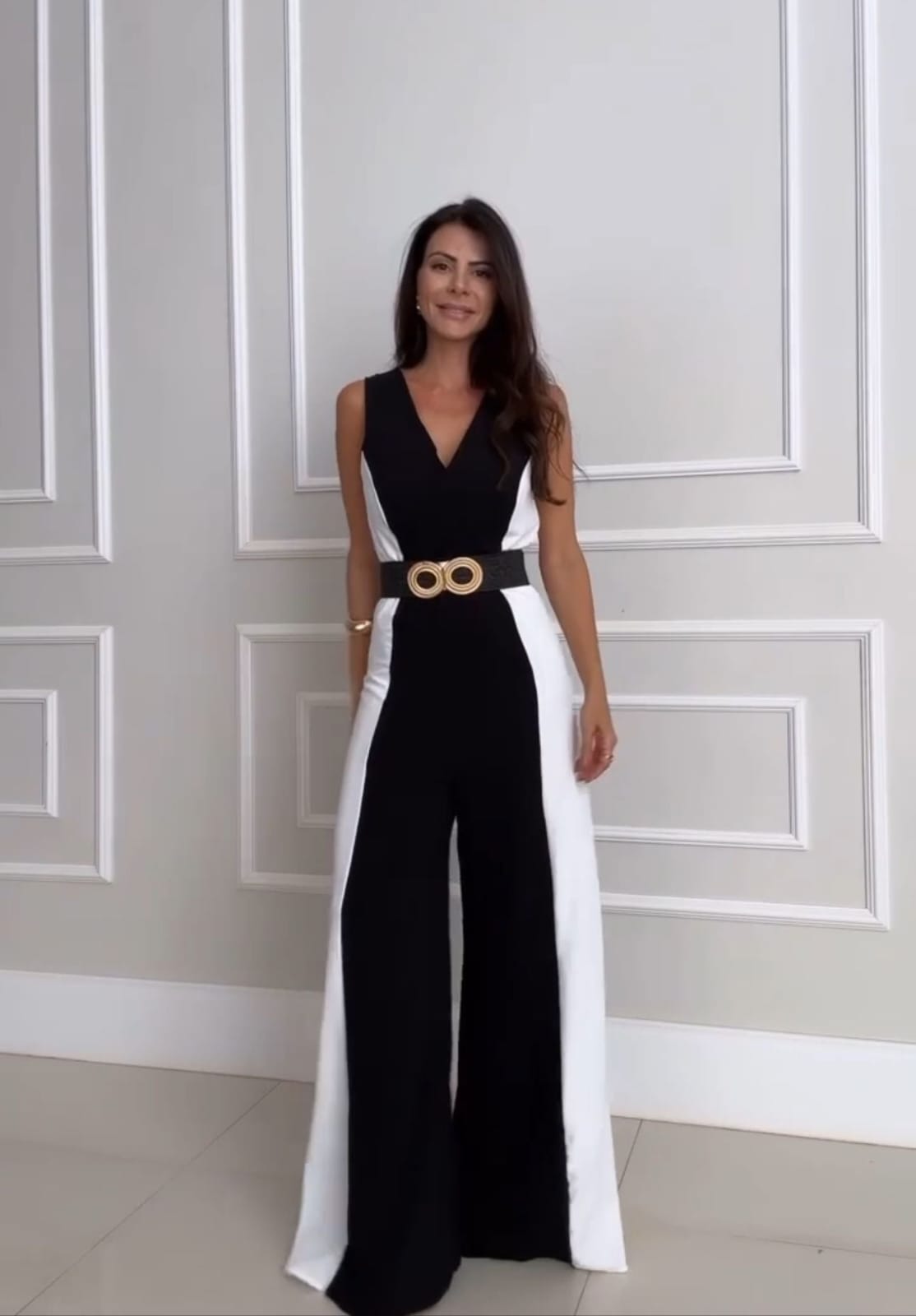 Vicky - Salopetă elegantă bicoloră fără mâneci