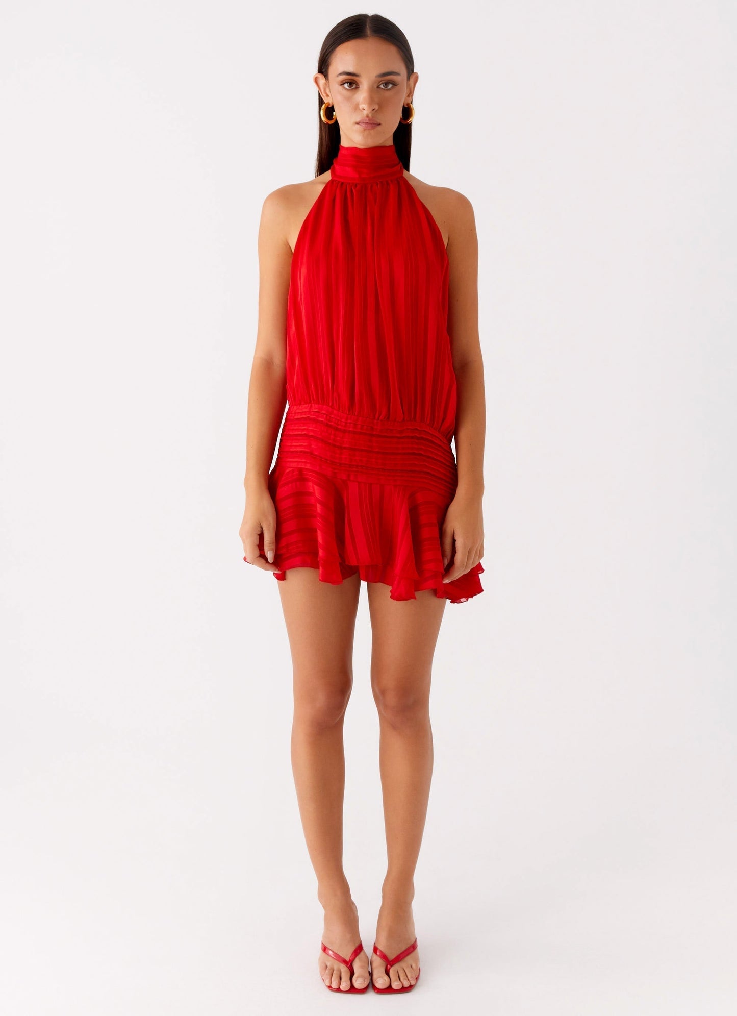 Roselyn – Rochie scurtă din chiffon cu talie perlata