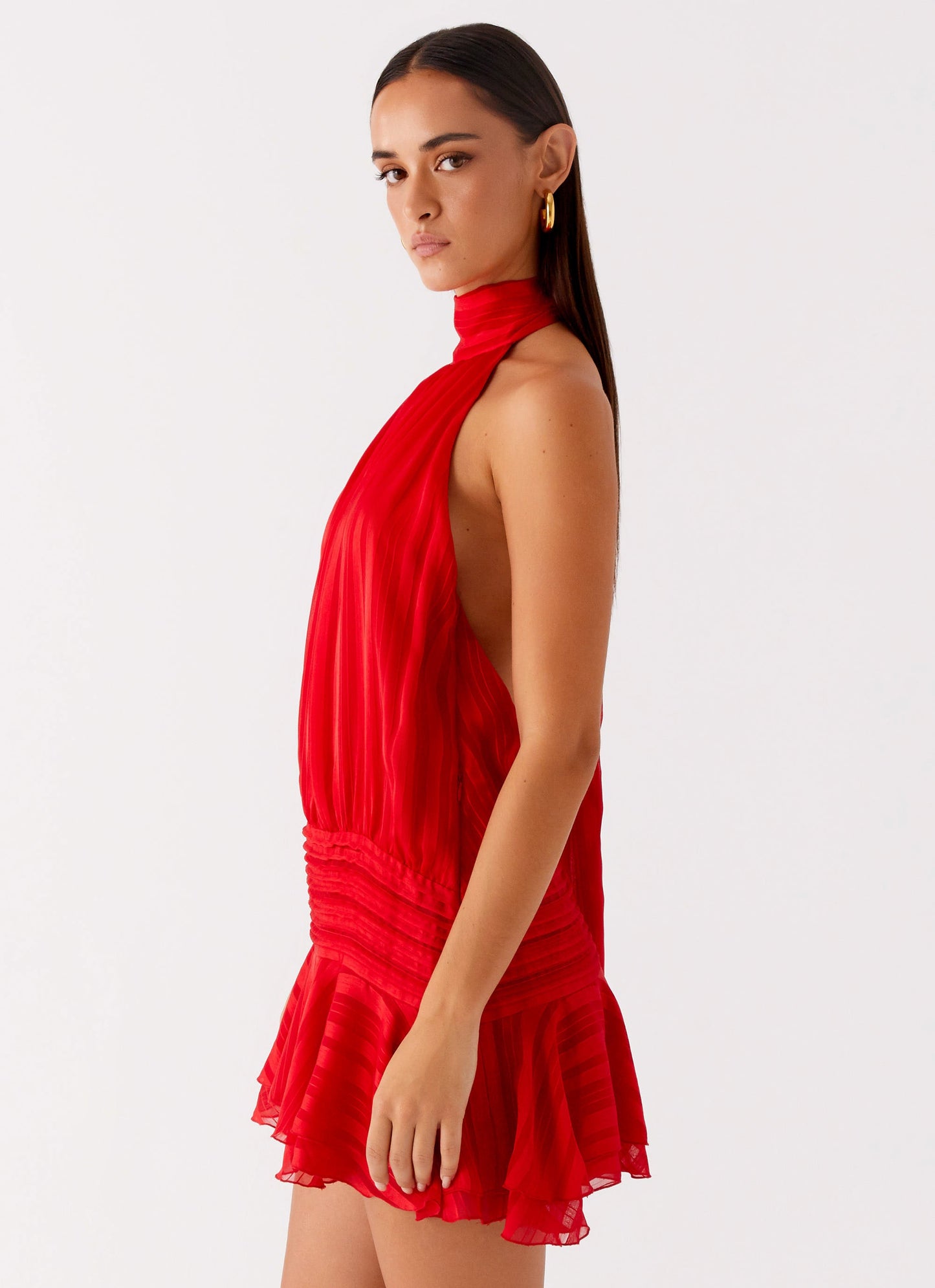 Roselyn – Rochie scurtă din chiffon cu talie perlata