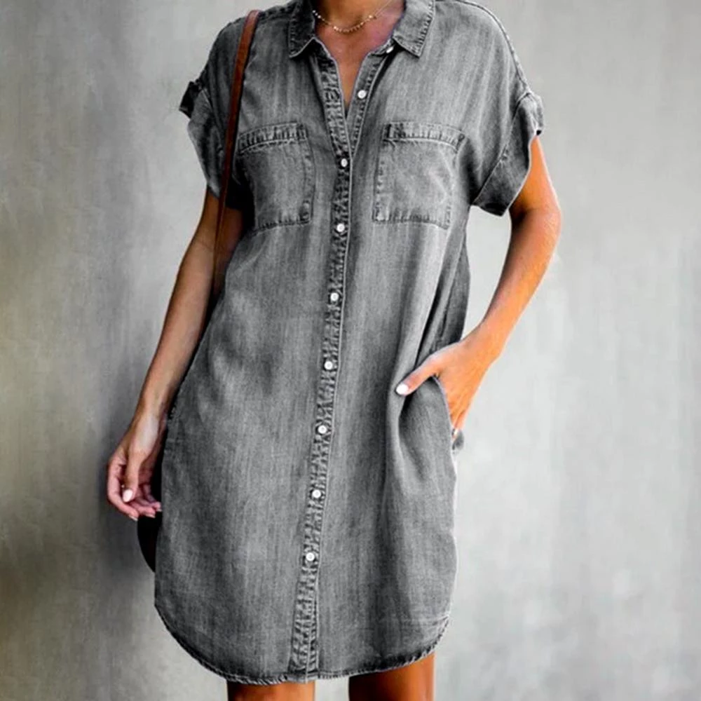 Lise - Rochie cămașă din denim modern