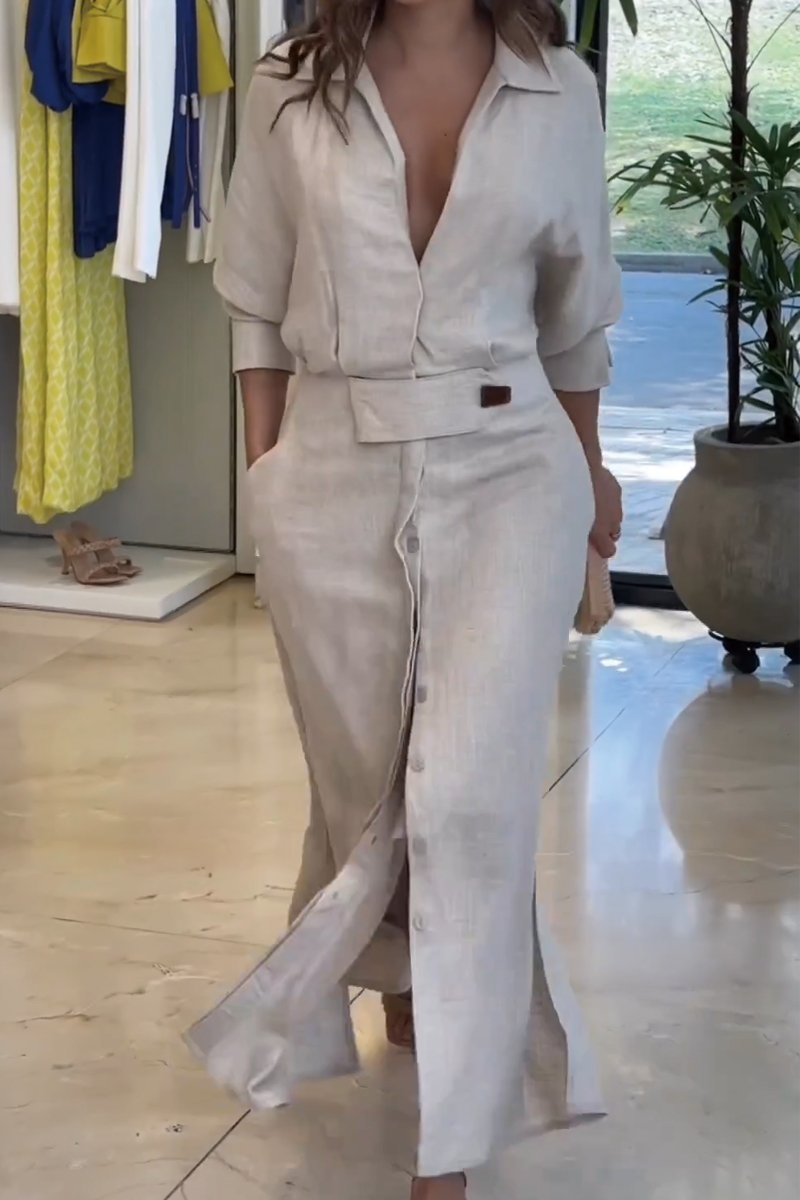 Jeanette – Rochie lungă cu decolteu în V