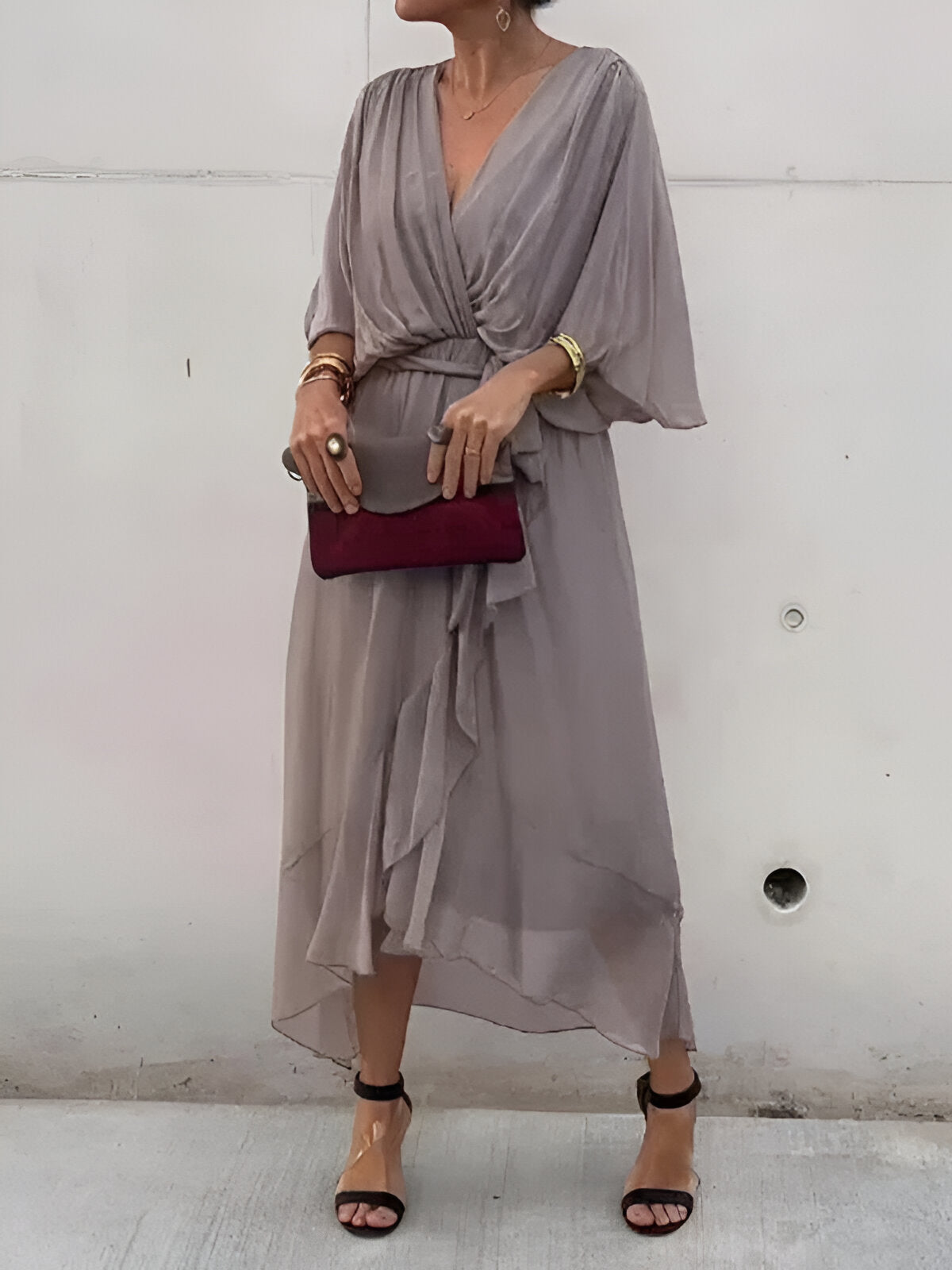 Monica - Rochie din chiffon cu decolteu în V