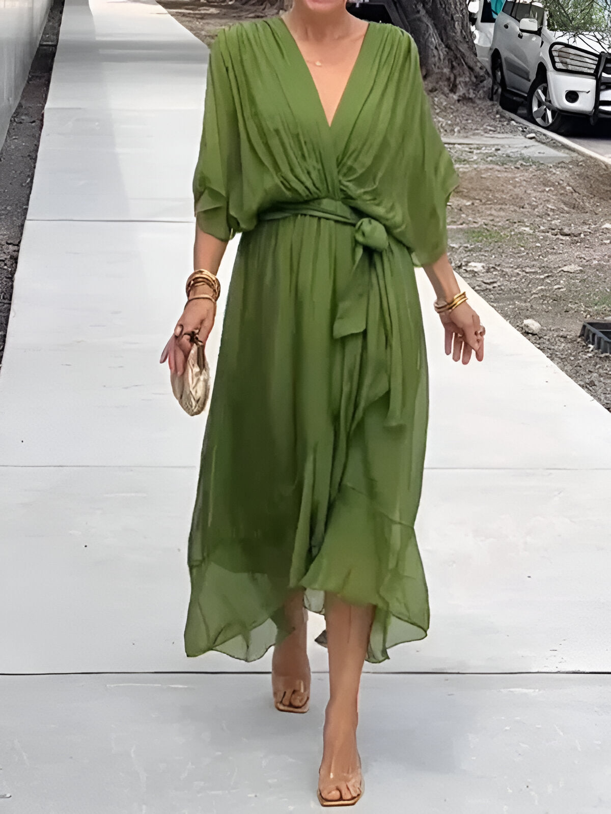 Monica - Rochie din chiffon cu decolteu în V