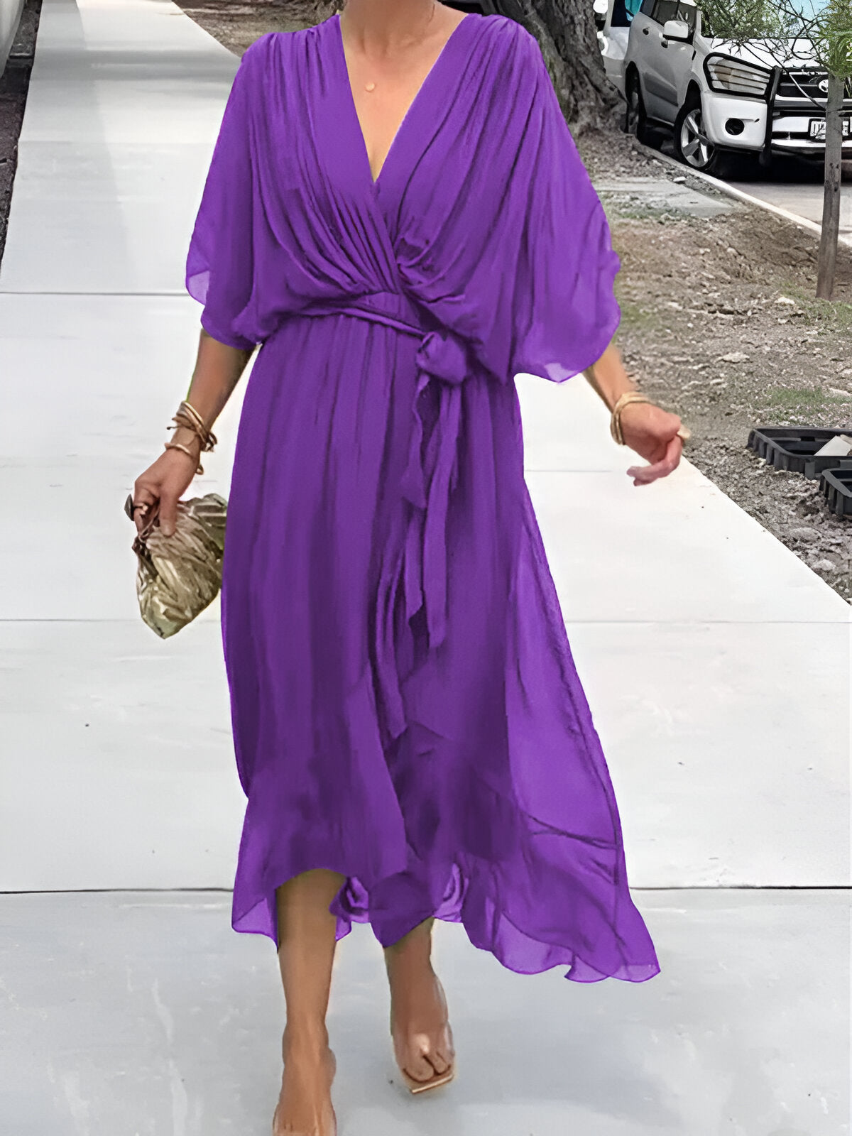 Monica - Rochie din chiffon cu decolteu în V