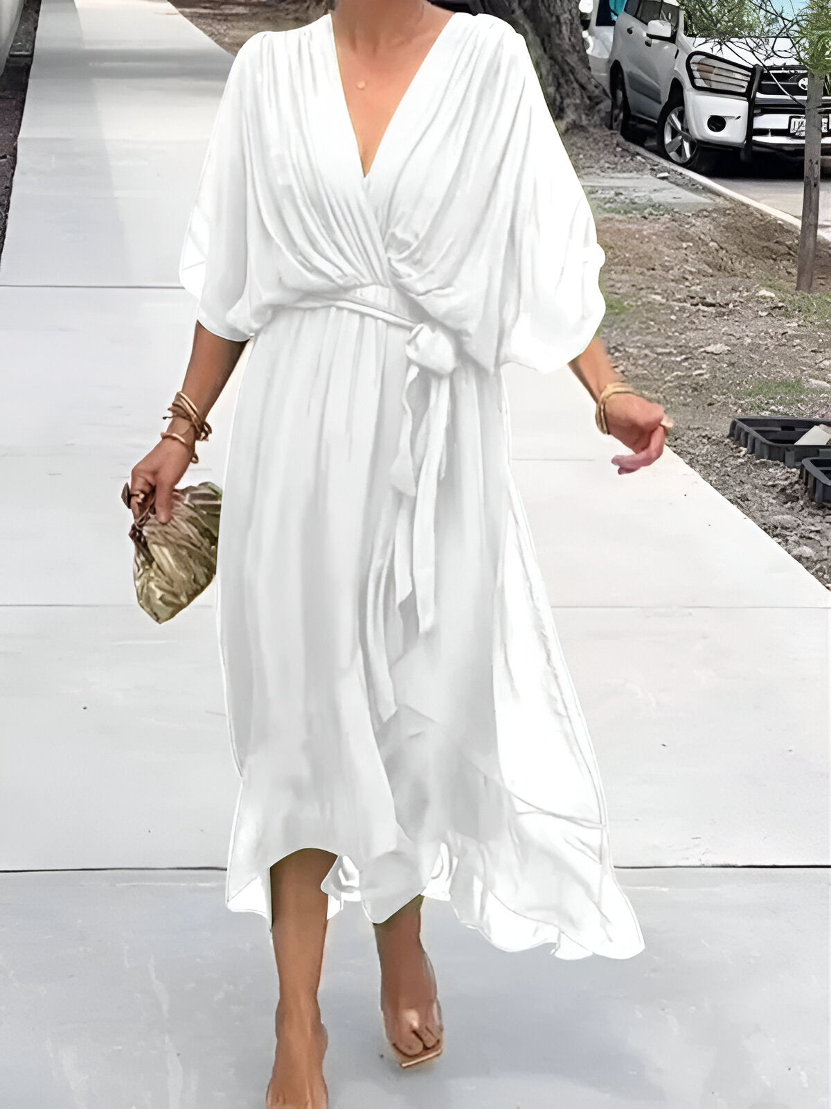 Monica - Rochie din chiffon cu decolteu în V
