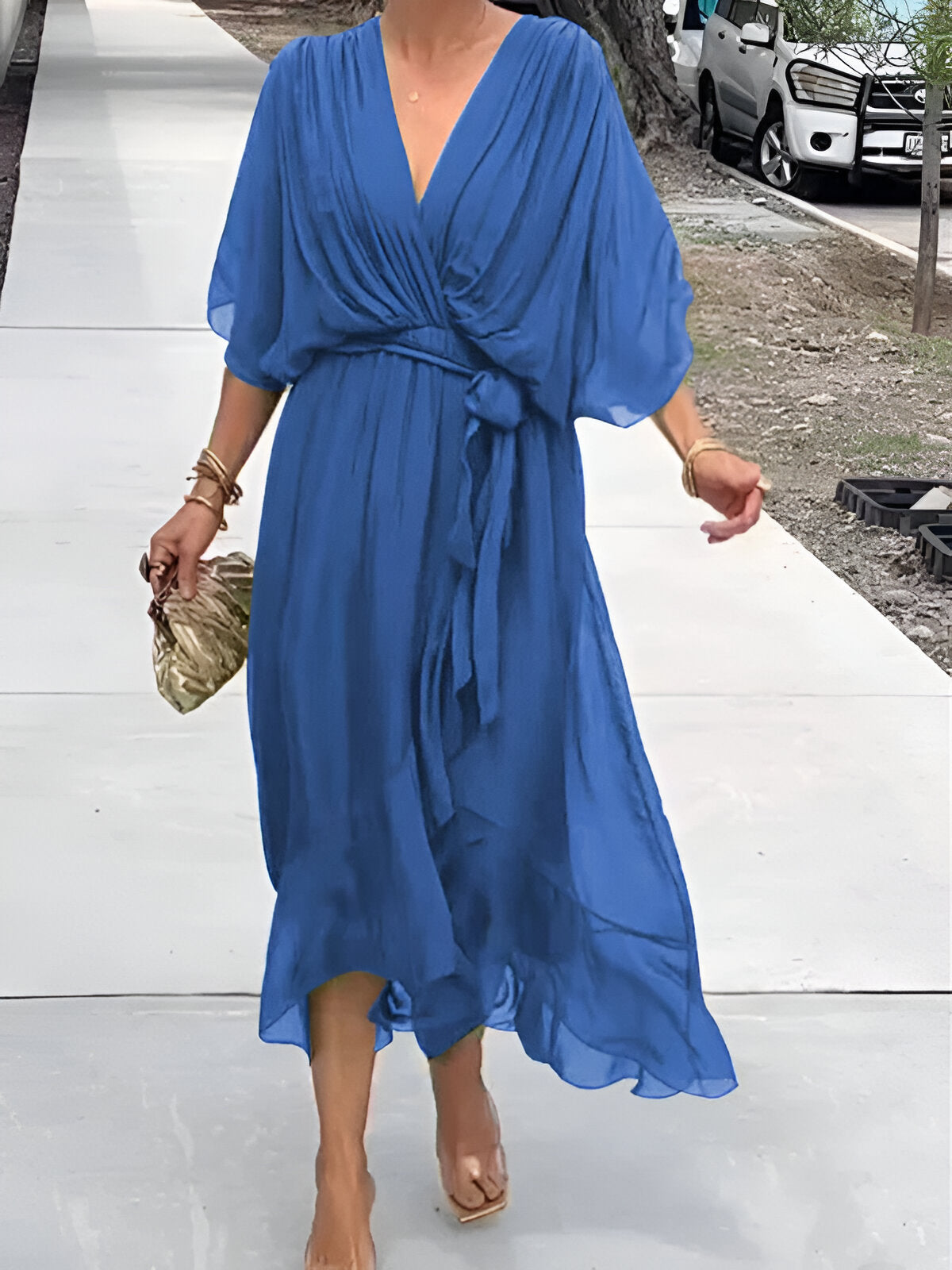 Monica - Rochie din chiffon cu decolteu în V