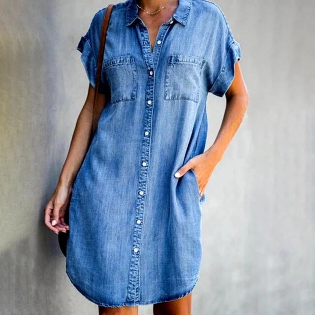 Lise - Rochie cămașă din denim modern