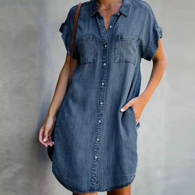 Lise - Rochie cămașă din denim modern