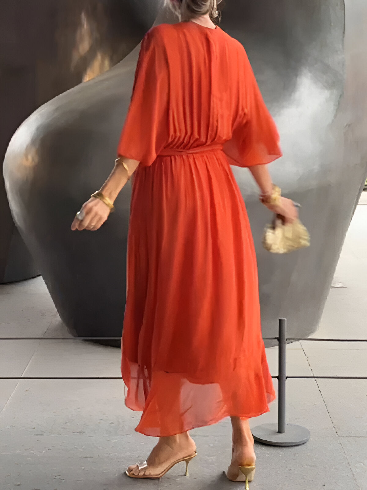 Monica - Rochie din chiffon cu decolteu în V