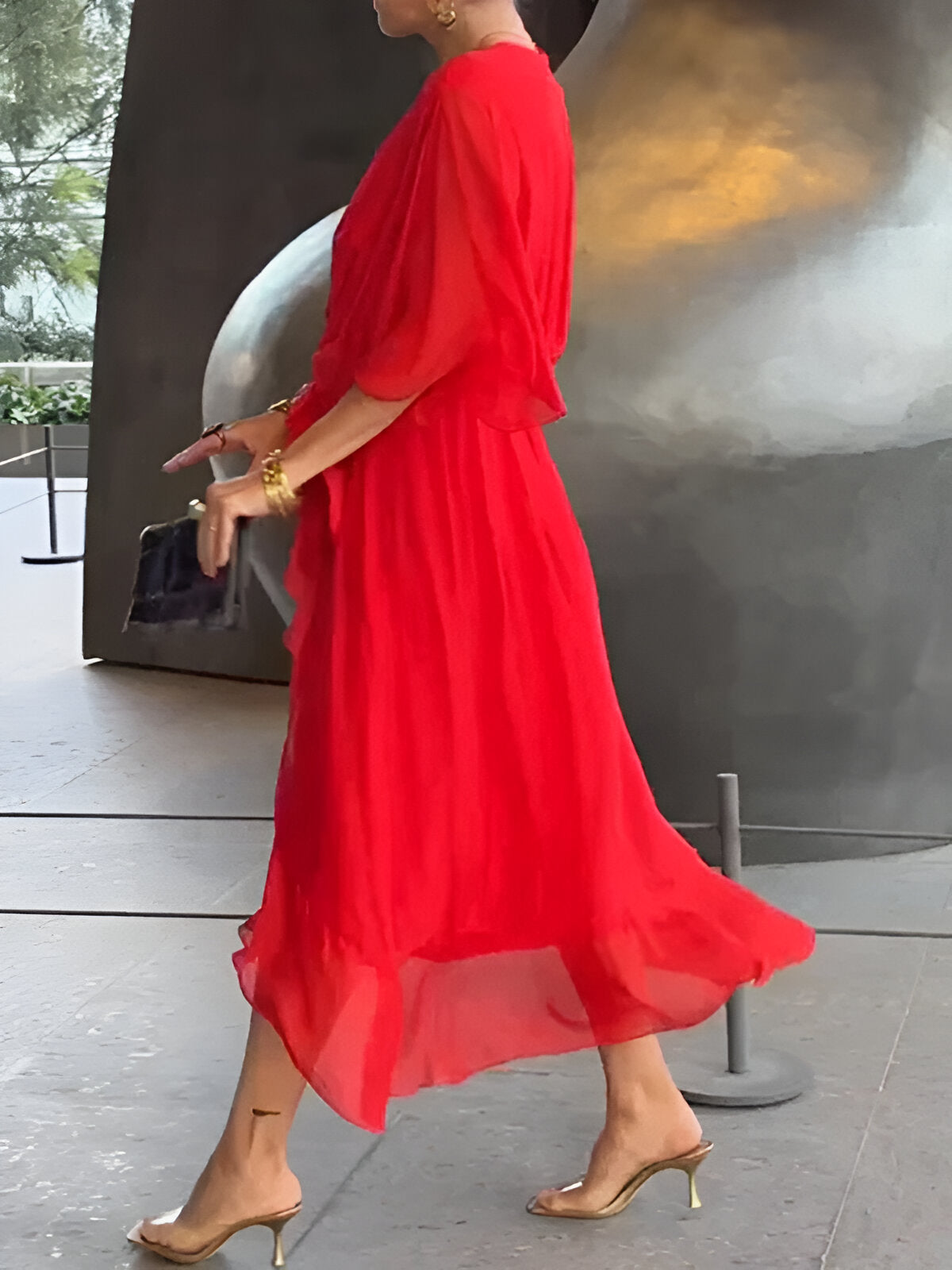 Monica - Rochie din chiffon cu decolteu în V