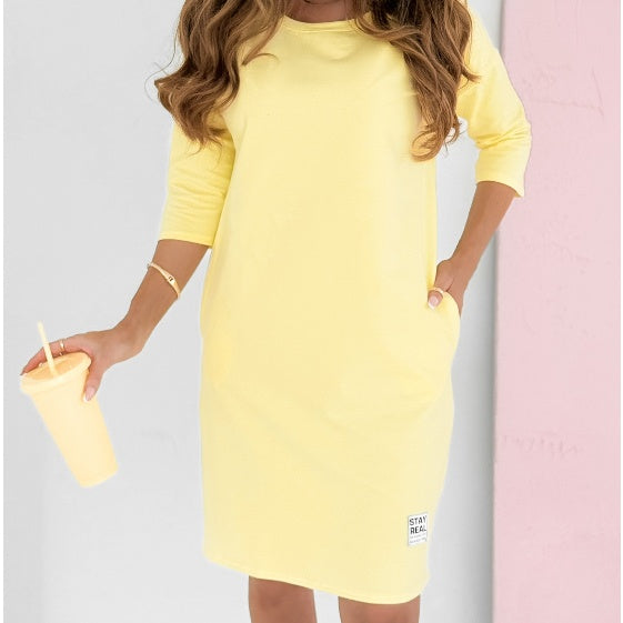 Mira – Rochie cu mâneci 3/4 și buzunare