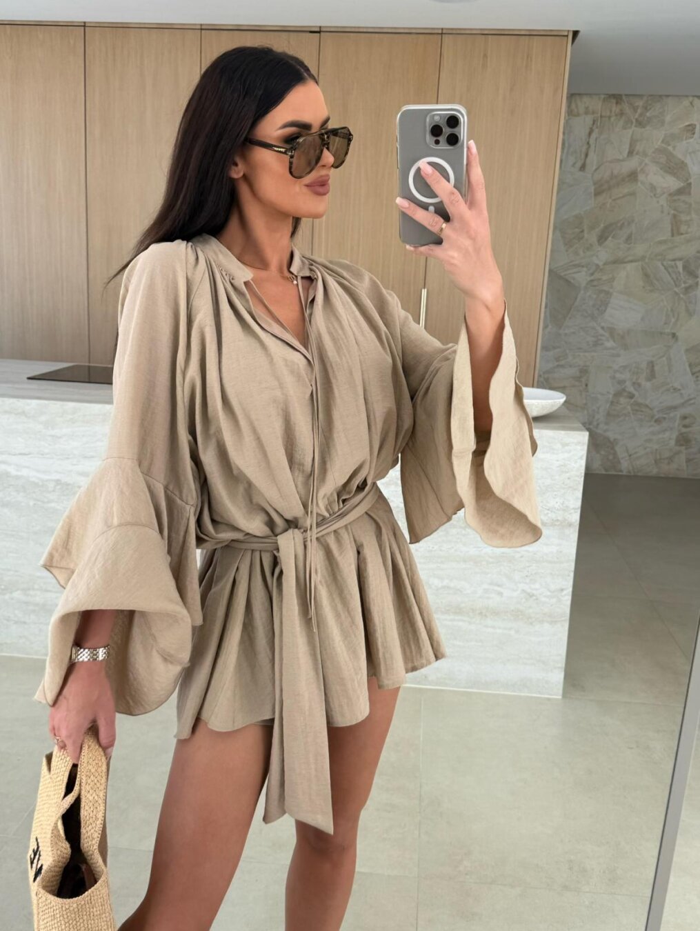 Demi – Salopetă fluidă cu mâneci volan