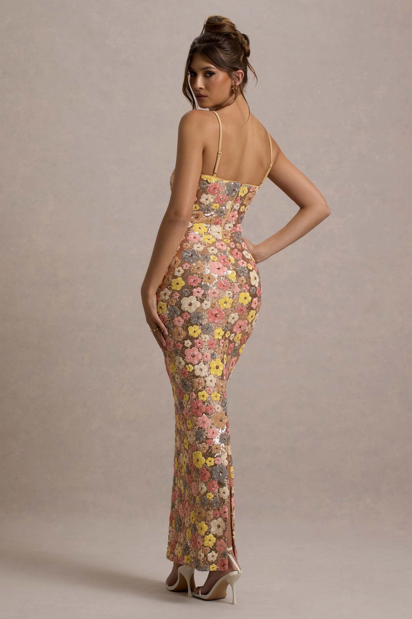 Selviana - Rochie lungă cu paiete florale