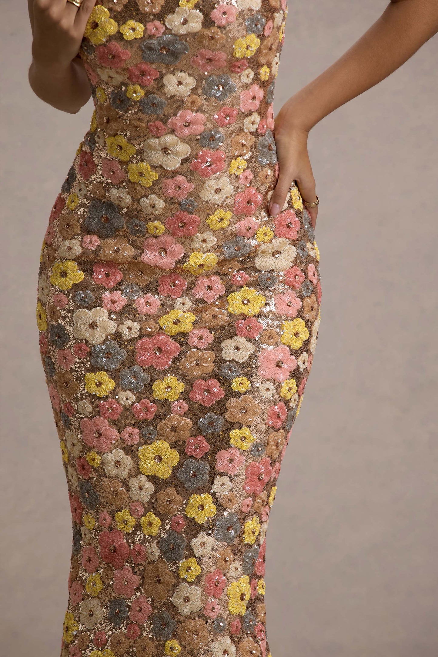 Selviana - Rochie lungă cu paiete florale