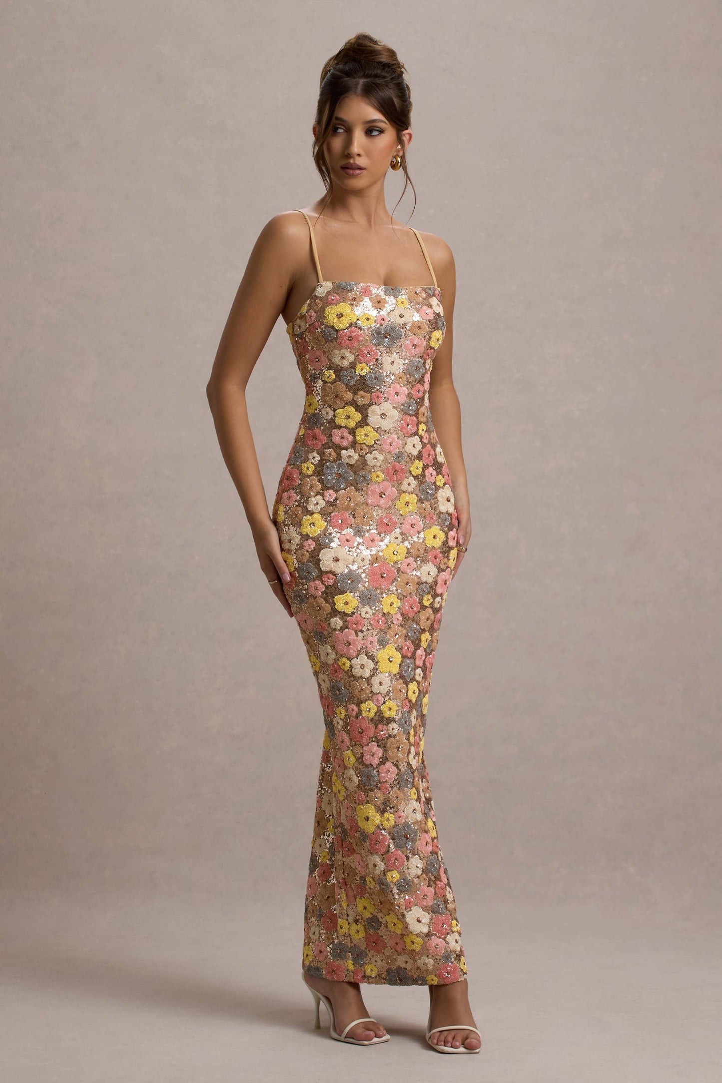 Selviana - Rochie lungă cu paiete florale