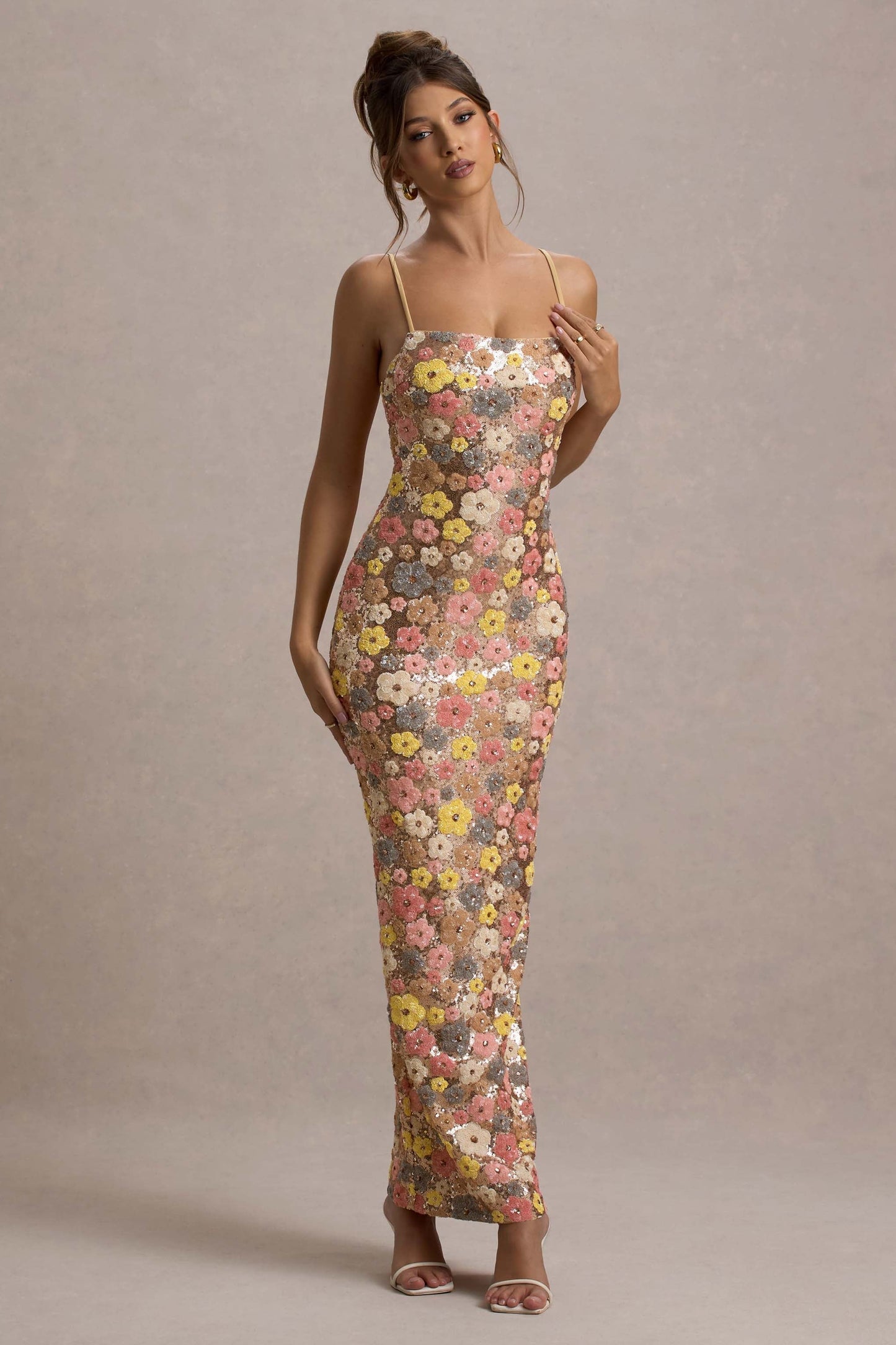 Selviana - Rochie lungă cu paiete florale