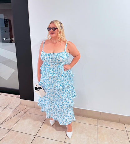 Isadora – Rochie maxi cu flori în nuanță de piersică