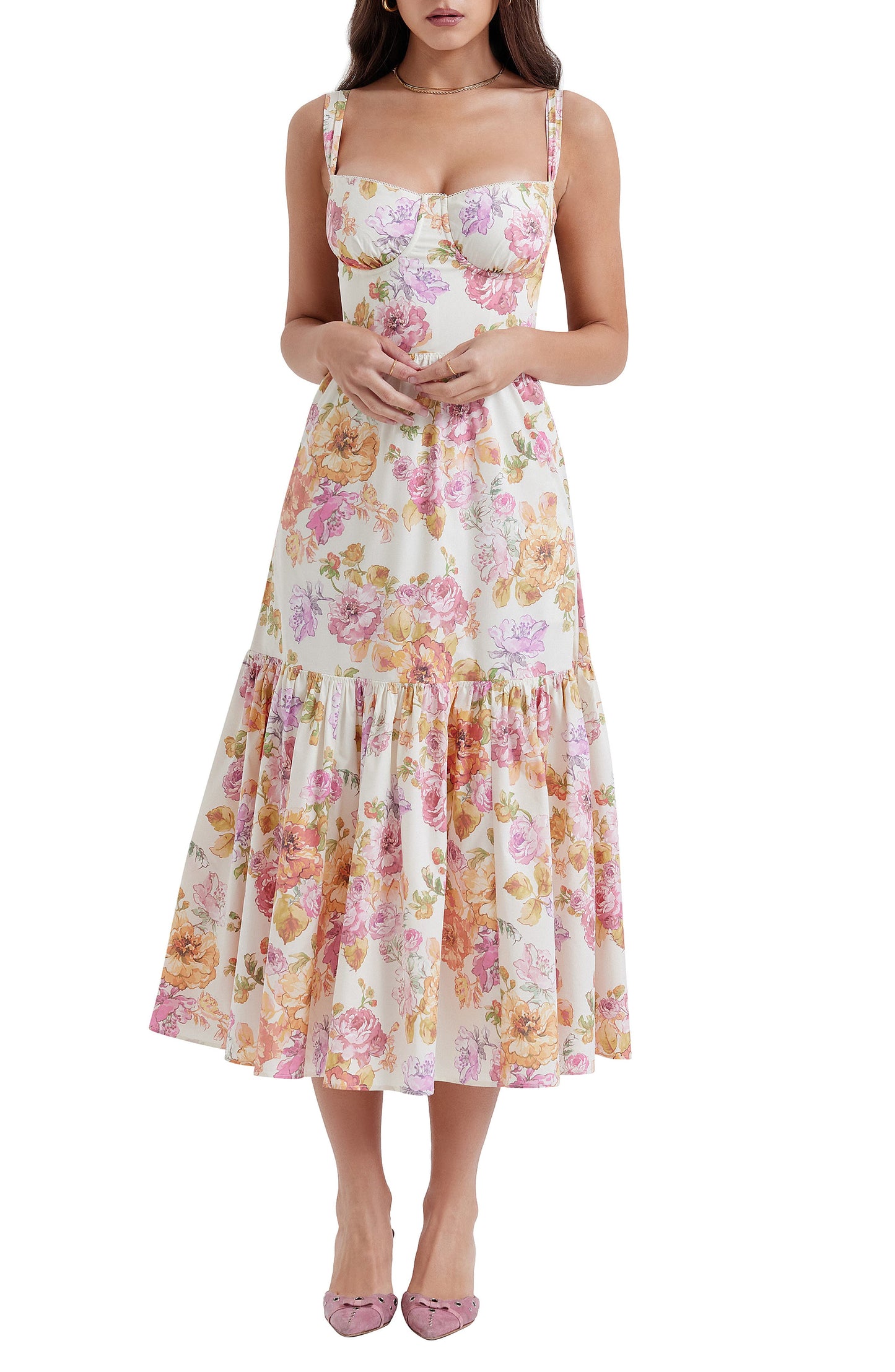 Elia – Rochie Corset de Vară cu Flori din Bumbac Elastic