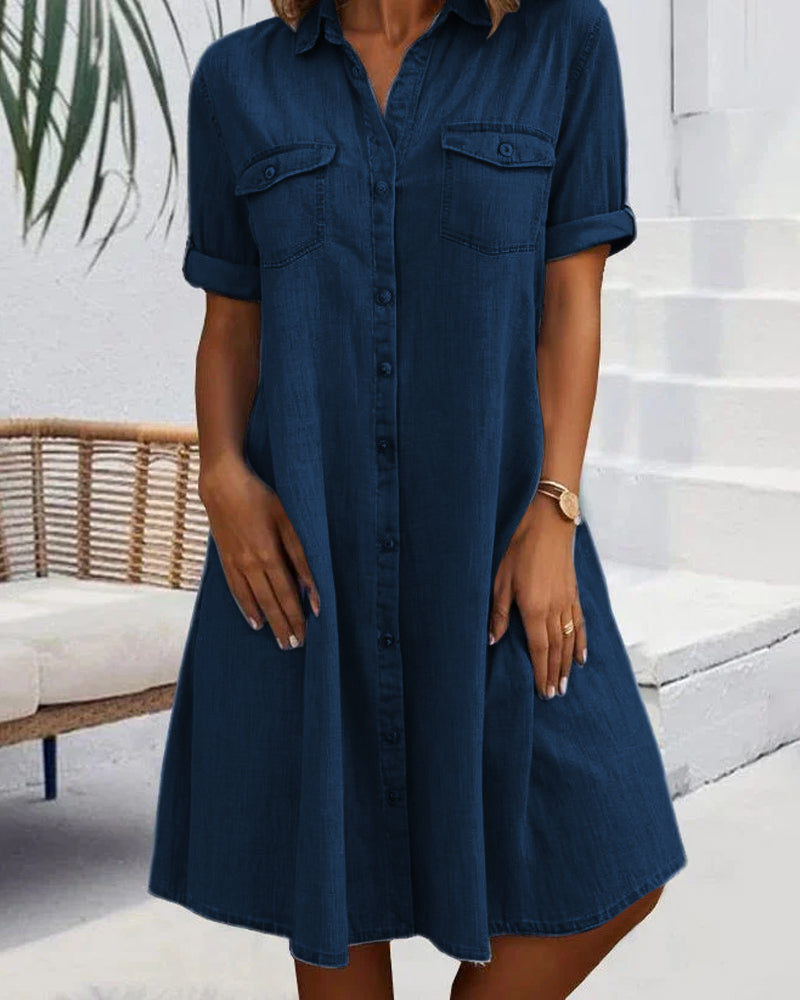 Mariline - Rochie cămașă din denim casual