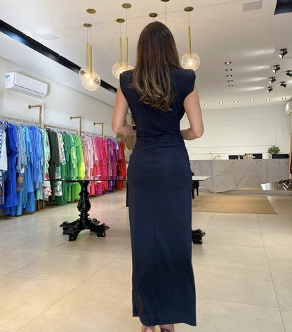 Vivian - Rochie drapată cu fante și decolteu adânc