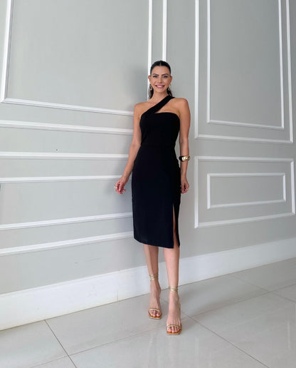 Natacha - Rochie midi asimetrică cu fante elegantă