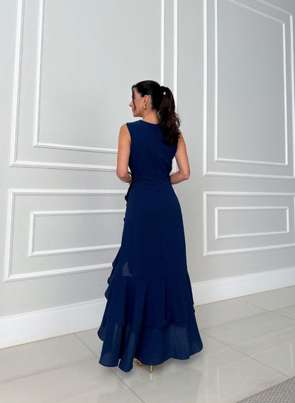 Rachelle - Rochie lungă asimetrică cu volane