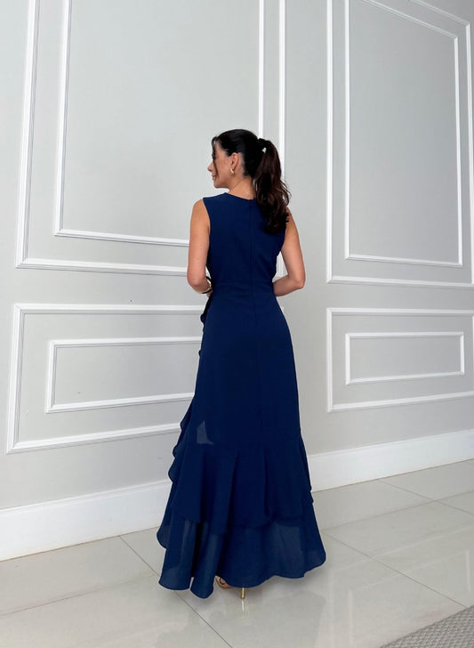 Rachelle - Rochie lungă asimetrică cu volane