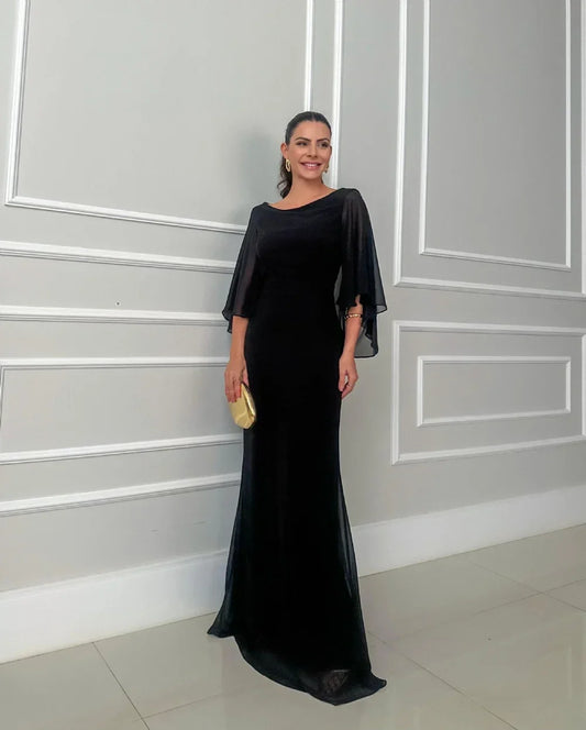 Claire - Rochie lungă cu mâneci din voal elegant