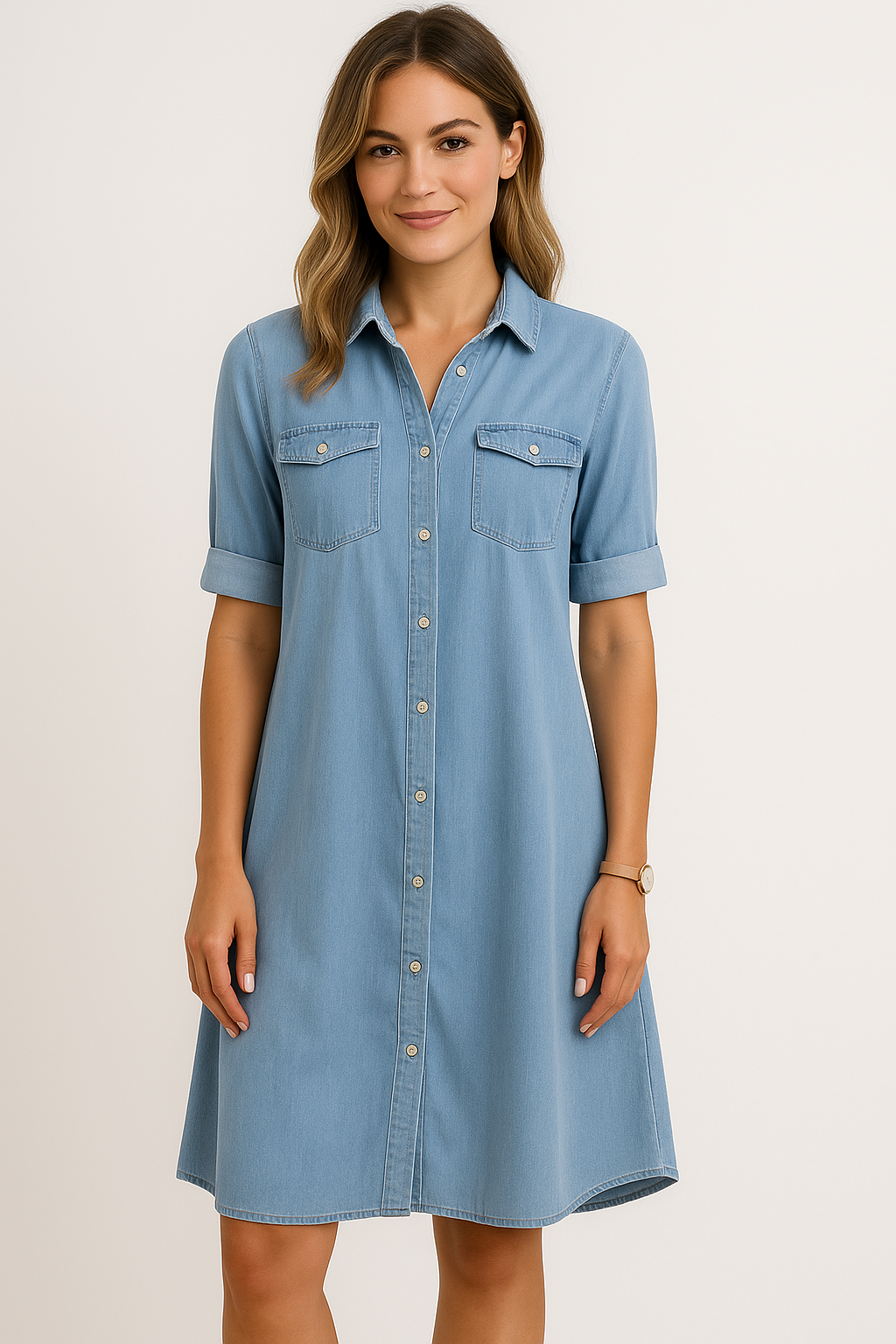 Mariline - Rochie cămașă din denim casual