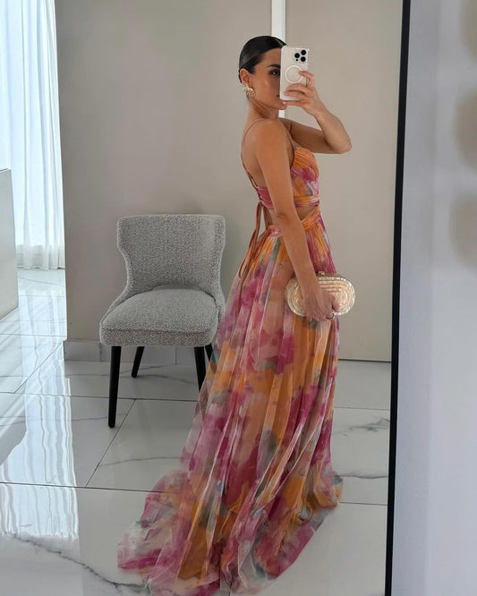 Giselle – Rochie lungă captivantă cu imprimeu floral