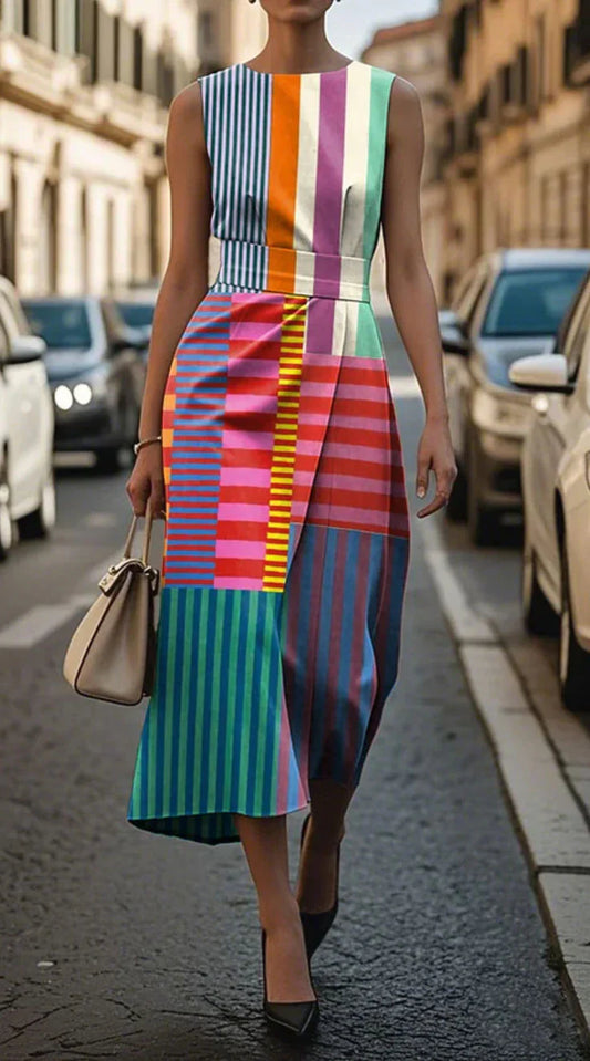 Tania – Rochie fără mâneci cu imprimeu