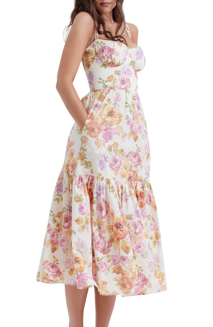 Elia – Rochie Corset de Vară cu Flori din Bumbac Elastic